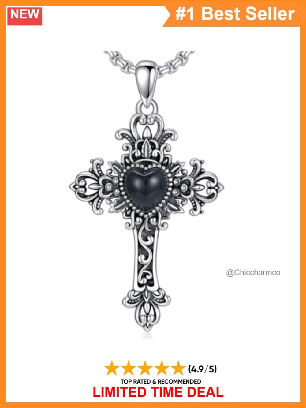 Sterling Silver Filigree Cross Pendant Necklace for Women